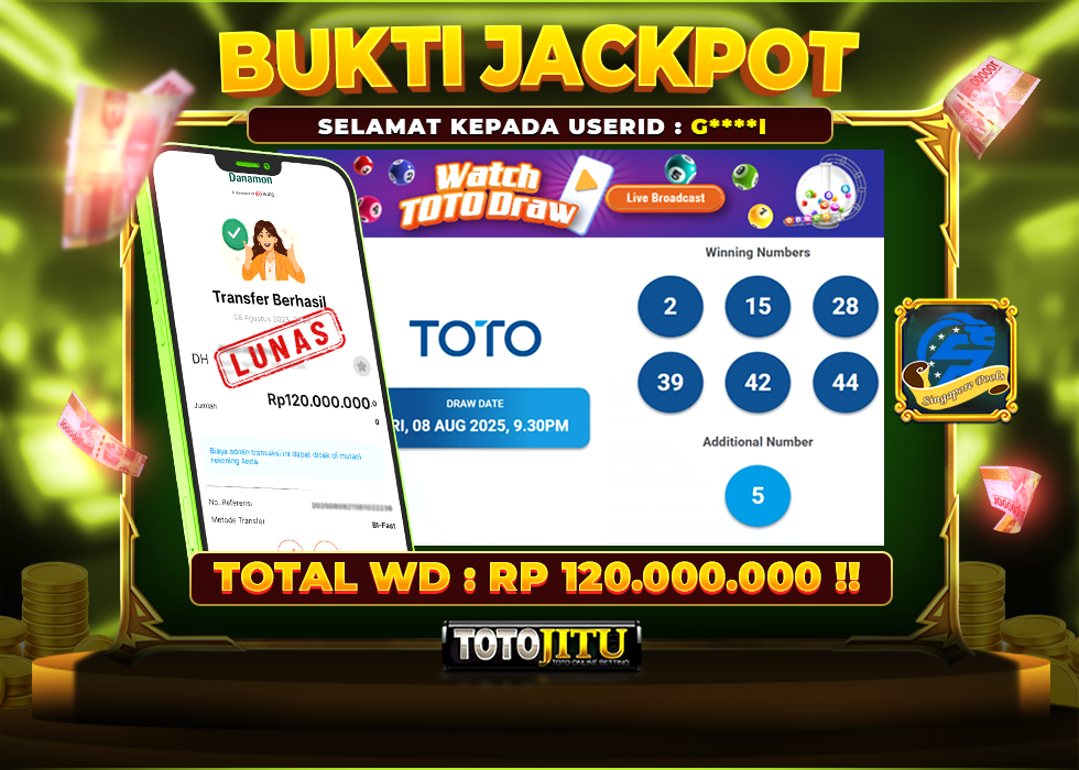 LUAR BIASA!! HADIAH JACKPOT SINGAPORE MALAM INI BIKIN MATA TAK BERKEDIP!