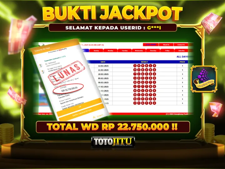 TOGEL HONGKONG BAGI - BAGI  JACKPOT PASTI DIBAYARKAN !