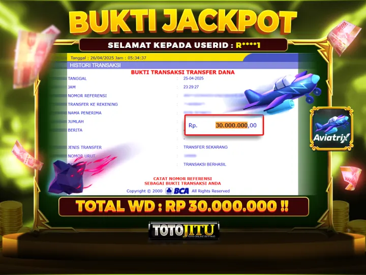 JACKPOT SETINGGI ANGKASA DENGAN PROVIDER BARU AVIATRIX !!