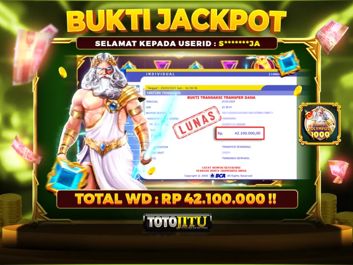 KILATAN PETIR YANG MENGGELEGAR, JACKPOT ZEUS LANGSUNG DILUNASKAN  !